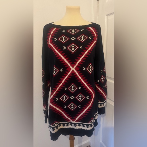 Lauren Ralph Lauren Southwestern Aztec 100% Cotton Sweater Indian Boho Size XL - Picture 1 of 10